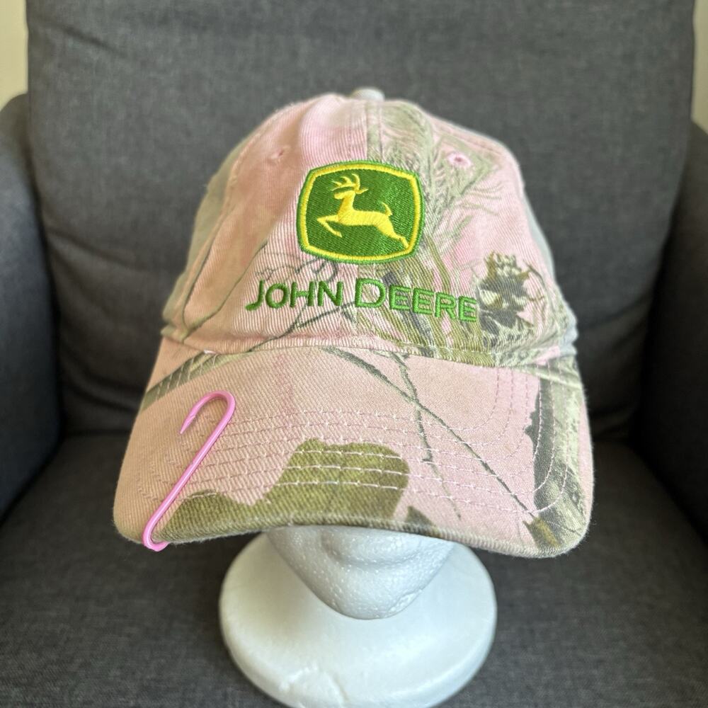 John Deere Womens Pink Camo Dri Duck Hat‎ Cap Strapback Fishing Farm Hunting